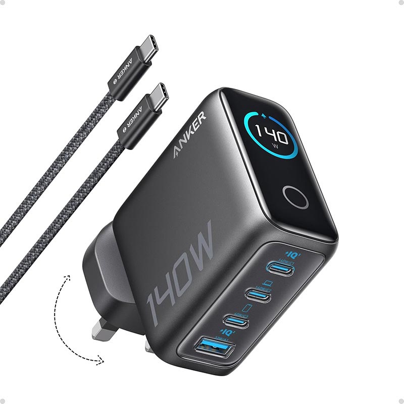 Anker Prime Charger 140W 3 Ports GaN Dark Gray