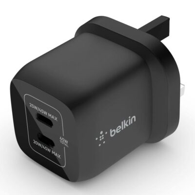 Belkin BoostCharge Pro Dual USB-C GaN Wall Charger 45W Black
