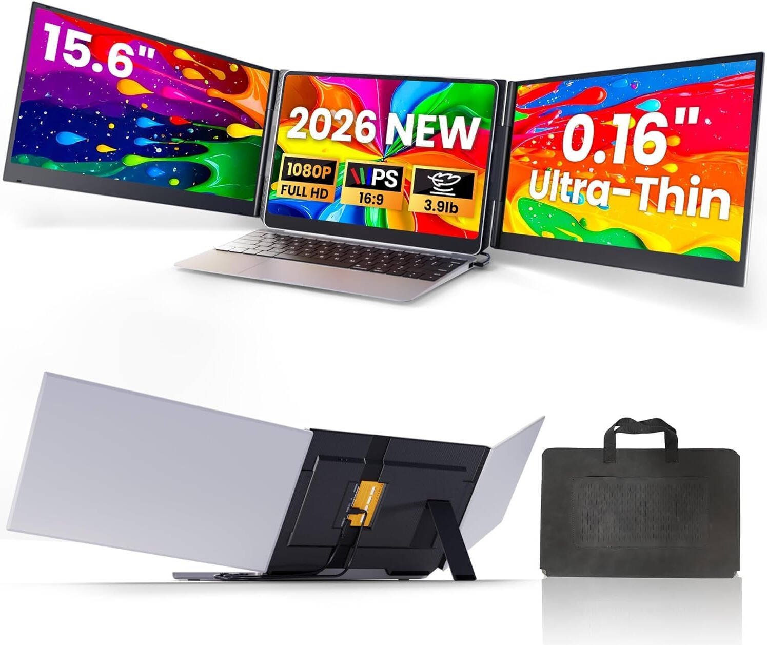 V2com W3 Triple-Screen 15.6-Inch Extension