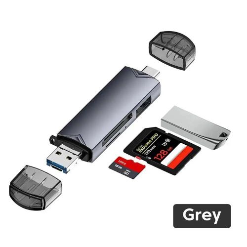 Vention 2-in-1 USB 3.0 A Card Reader(SD+TF) Gray Dual Drive Letter Aluminum Alloy Type