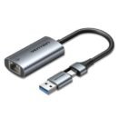 Vention USB-C + USB-A to Gigabit Ethernet Adapter 0.15M Gray Aluminum Alloy Type- CFQHB