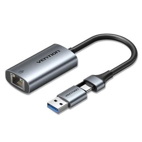 Vention USB-C + USB-A to Gigabit Ethernet Adapter 0.15M Gray Aluminum Alloy Type- CFQHB