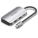 Vention USB‑C to USB 3.0 ×4 / PD Hub 0.15M Gray Aluminum Alloy Type- TNBHB