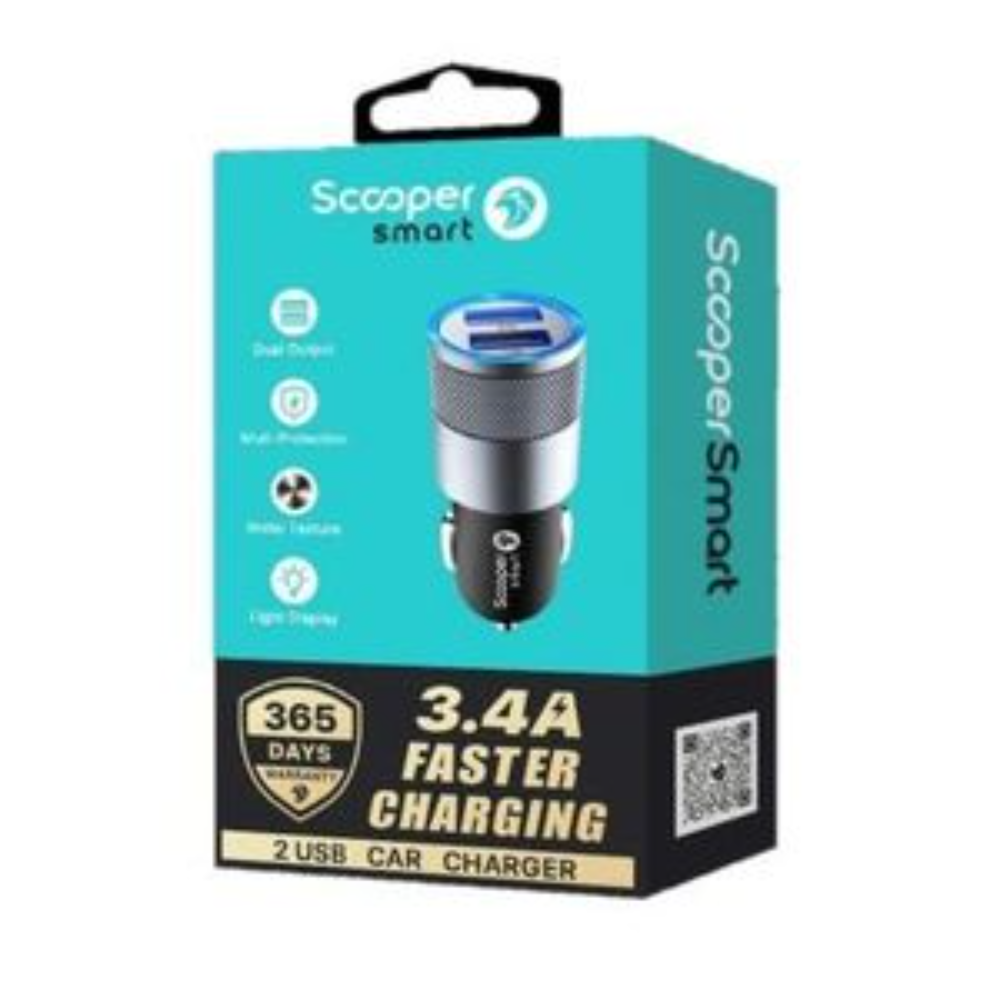 Scooper SCC-06 Car Charger 3.4A Fast Charging for 2